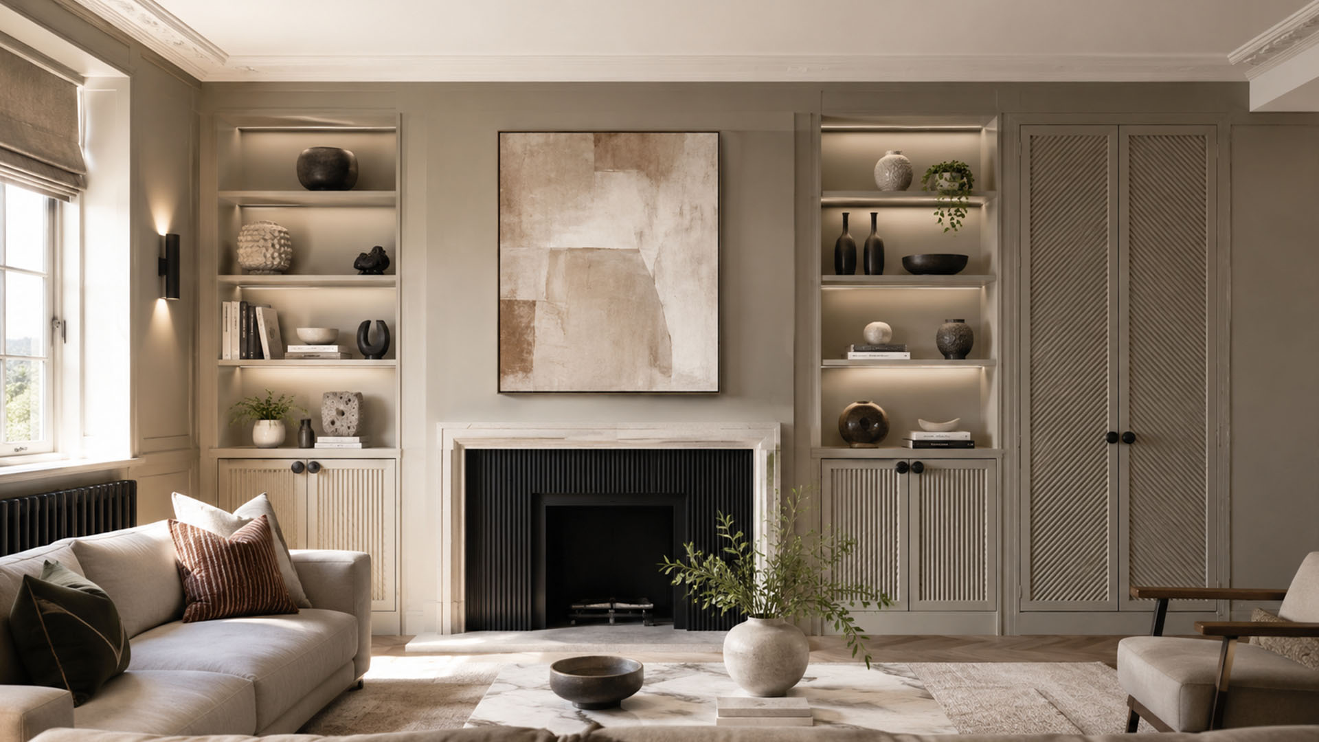 West London Cabinetry - Belgravia project - living room feature wall