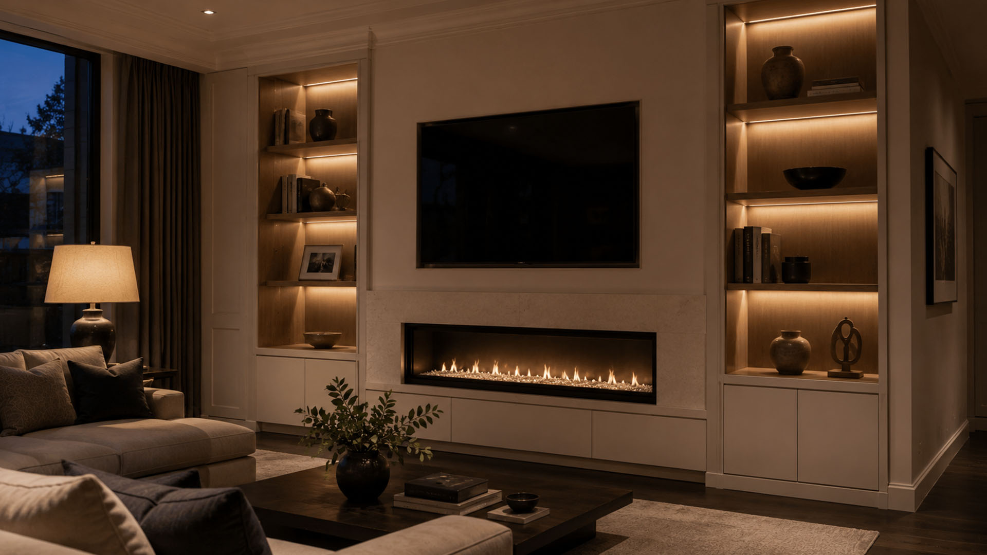 West London Cabinetry - Bespoke TV wall units in London - Bespoke media walls with integrated fireplaces